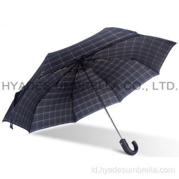 Periksa Tahan Angin Cetak Mens Folding Umbrella